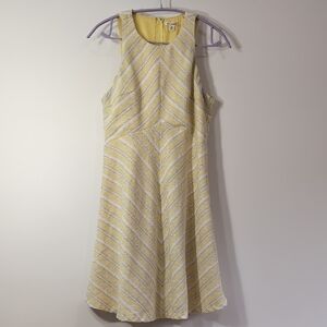 Miami | Yellow Striped Metallic Sleeveless A-line Midi Dress Size M